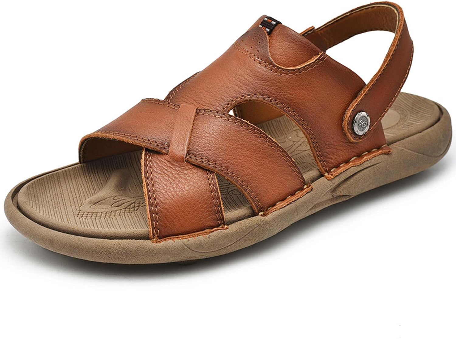

Мужские кожаные сандалии Vtiao, дышащие босоножки, сандалии-тапочки двойного назначения, мягкие, нескользящие, износостойкие, повседневные путешественные сандалии, пляжные сандалии, туристические сандалии, обувь для вождения, прочные, коричневый
