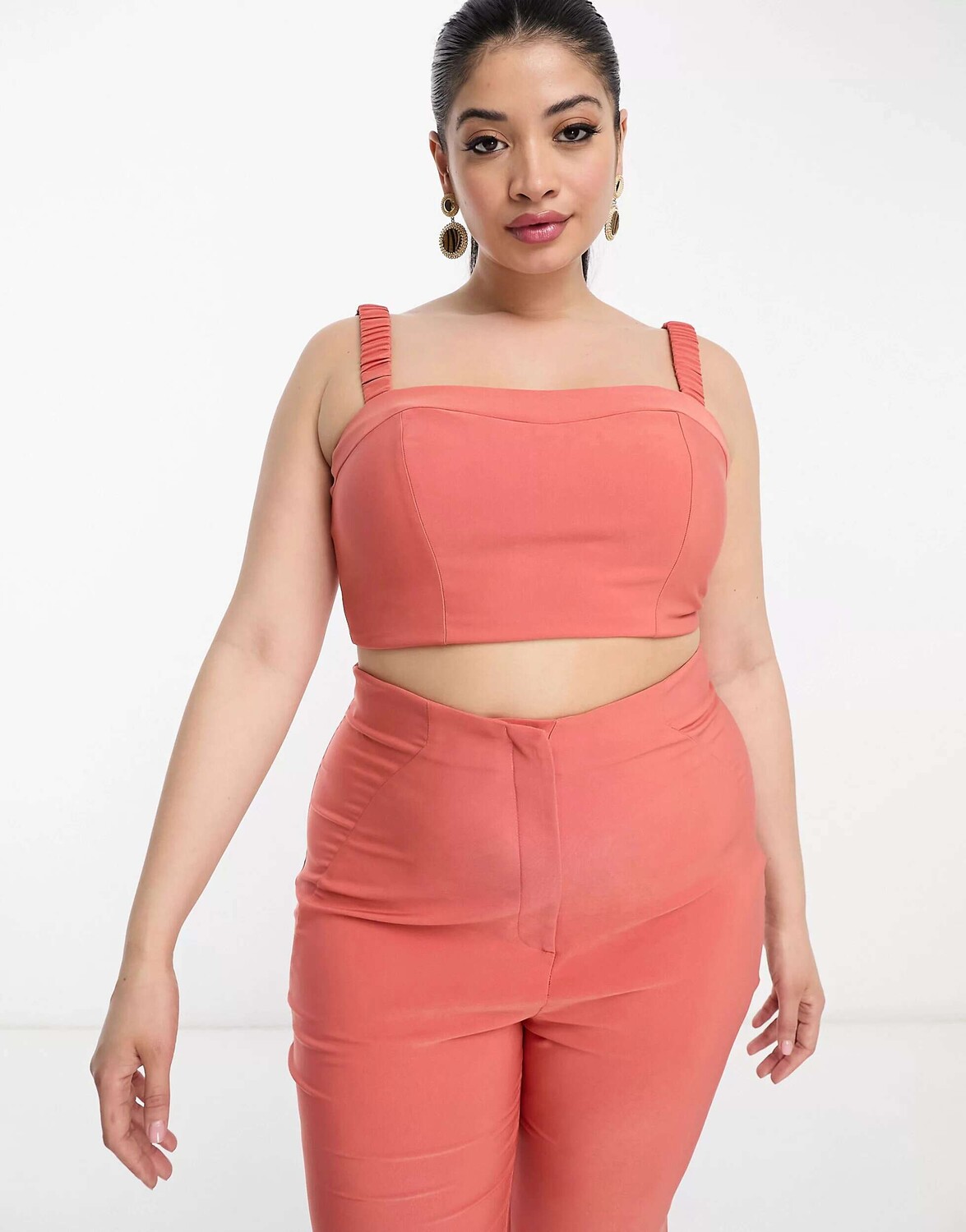 

Бюстгальтер-браслет скроенного цвета корицы ASOS LUXE Curve