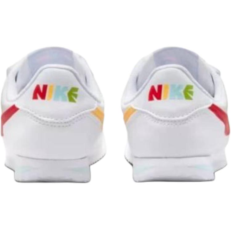 Nike Детские низкие кроссовки Cortez Basic SL из синтетической кожи, белые с красными вставками, для детей от 3 до 7 лет — фото 4