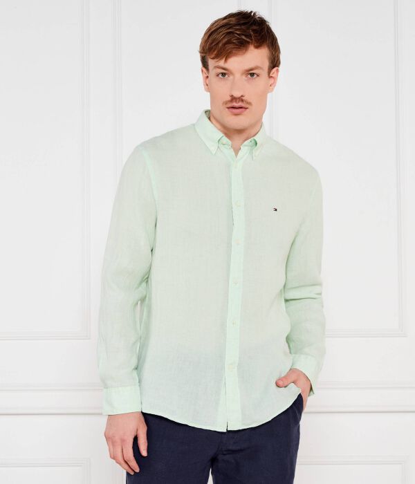 

Льняная рубашка пигментно окрашенная Regular fit Tommy Hilfiger, зеленый