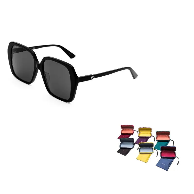 

Женские солнцезащитные очки с квадратными дужками из ацетата с логотипом Gucci, 001 (черный frame with серый lens)