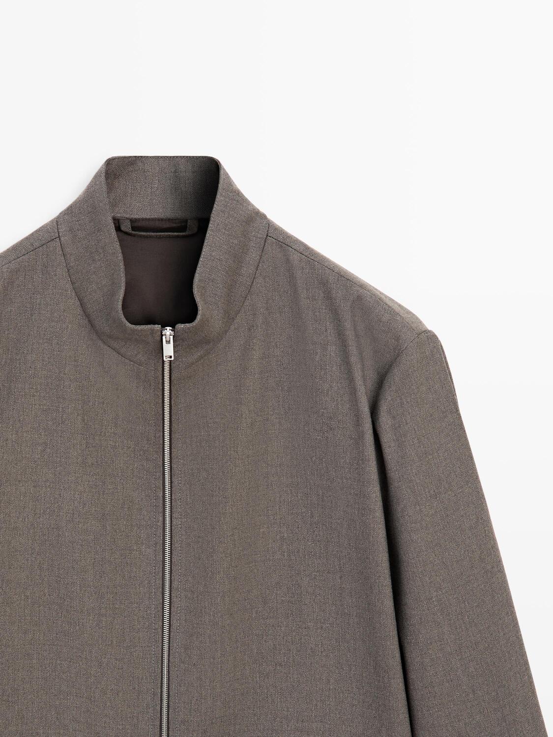 Куртка из тонкой смесовой шерсти Massimo Dutti, medium ecru — фото 4