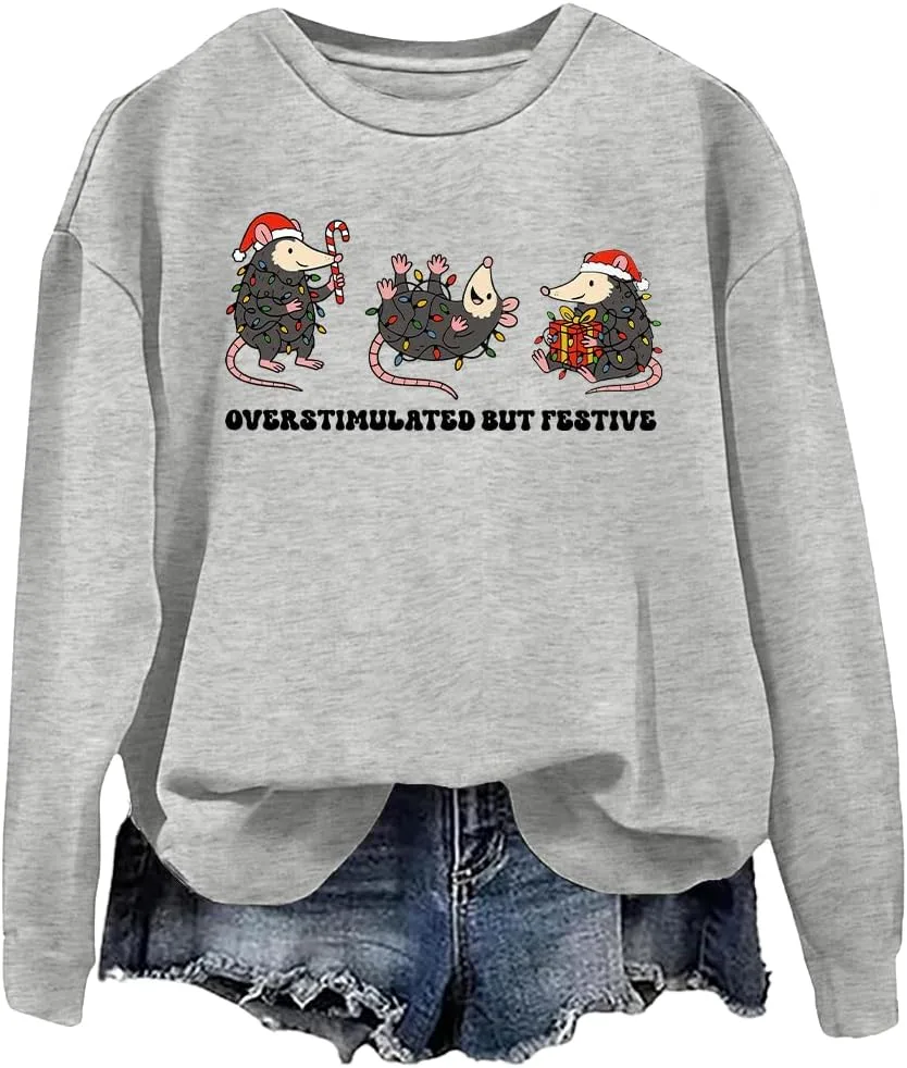 

Свитшот с опоссумом "Перевозбужденный, но праздничный" woati