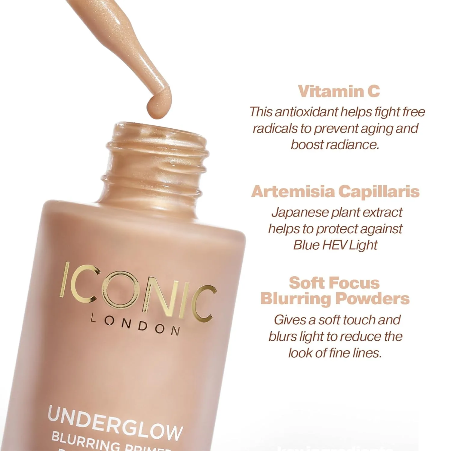 Праймер для лица ICONIC LONDON Underglow Blurring Primer | Скрывает недостатки и придает коже сияние, не тестируется на животных, подходит для веганов, универсальный оттенок, 0,91 жидких унций, Universal Shade — фото 4