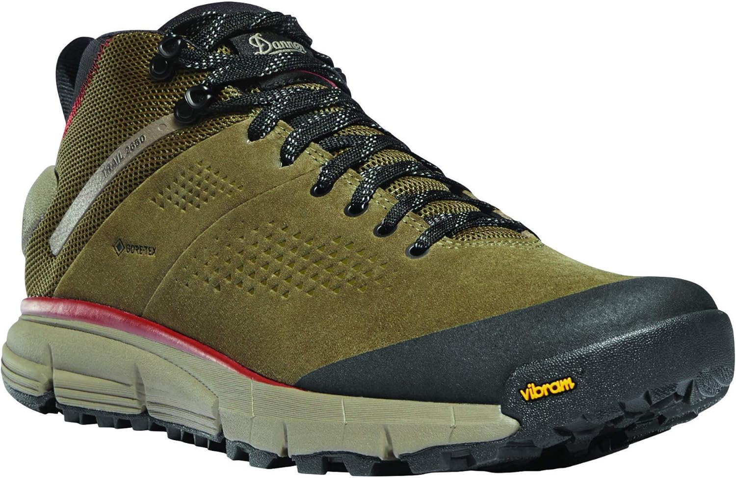 

Мужские водонепроницаемые походные туфли Danner Trail 2650 Gore-Tex Mid 4" - верх из замши и текстиля с комфортной стелькой, системой поддержки пятки EXO и противоскользящей подошвой, оливковый