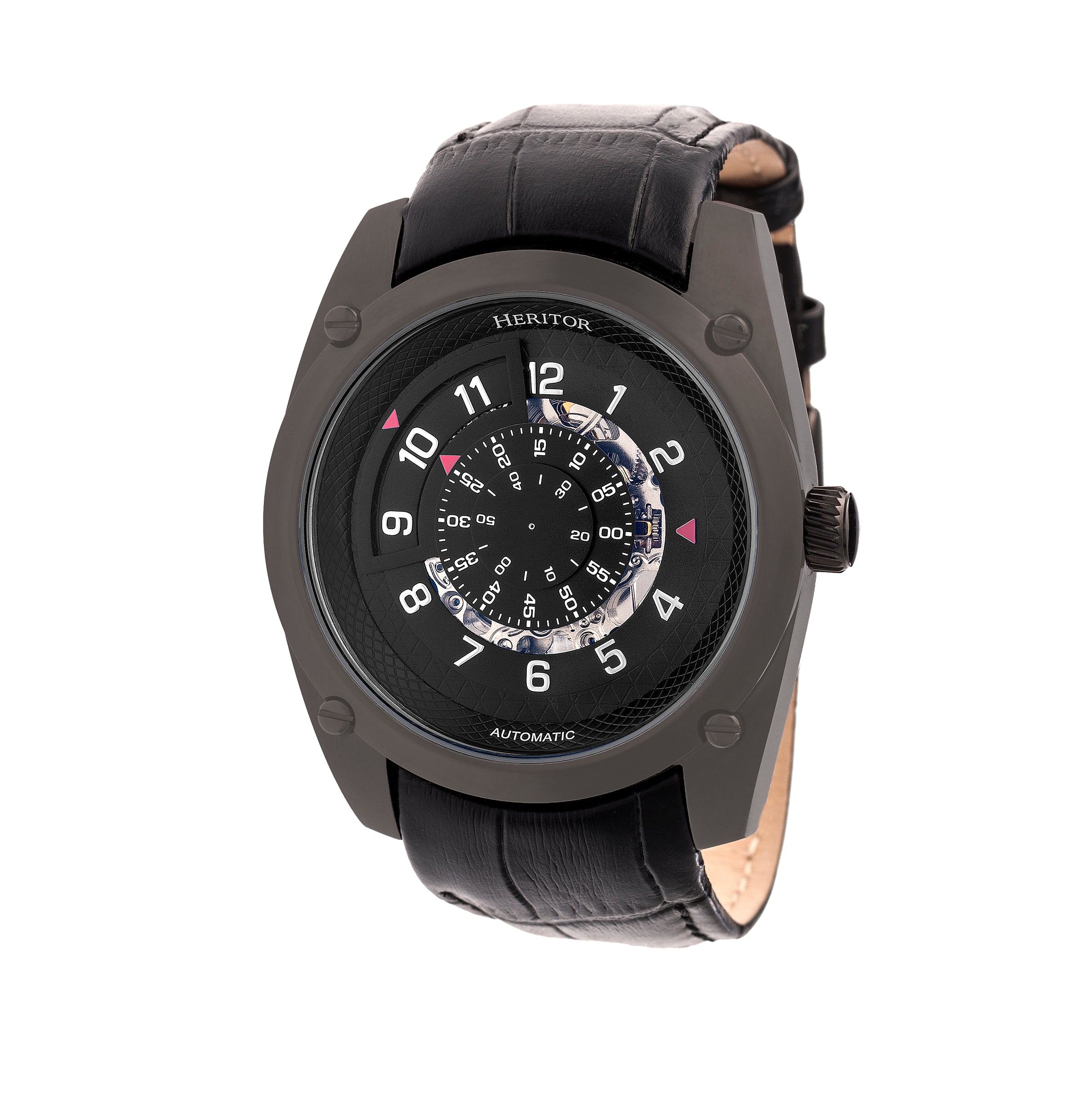 

Часы Daniels Semi-Skeleton с кожаным ремешком Heritor Automatic, черный