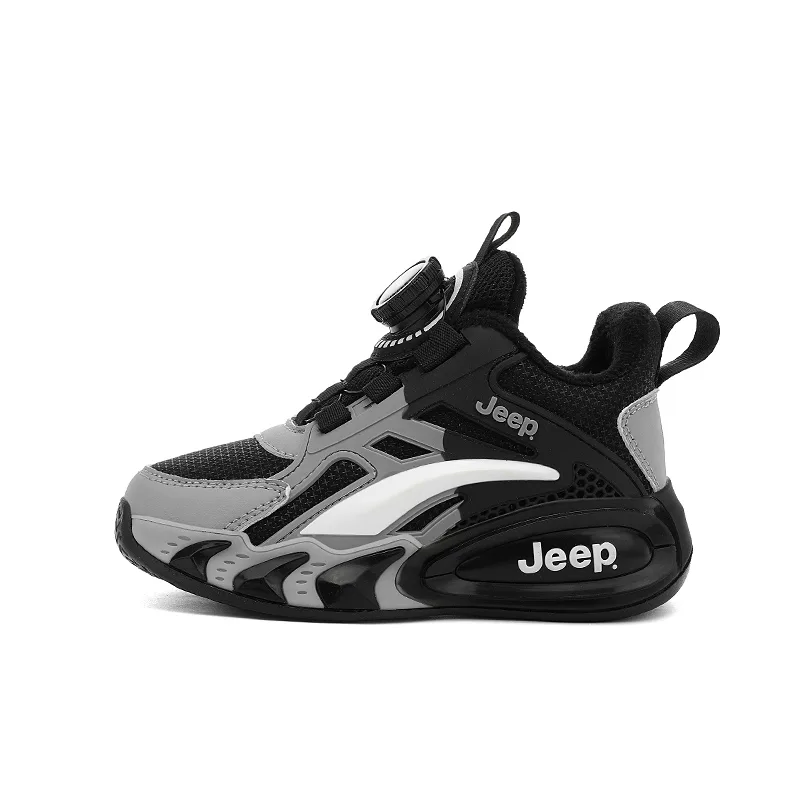 Детские баскетбольные кроссовки low top Jeep, Black Gray[Fleece-Lined-Upgraded]