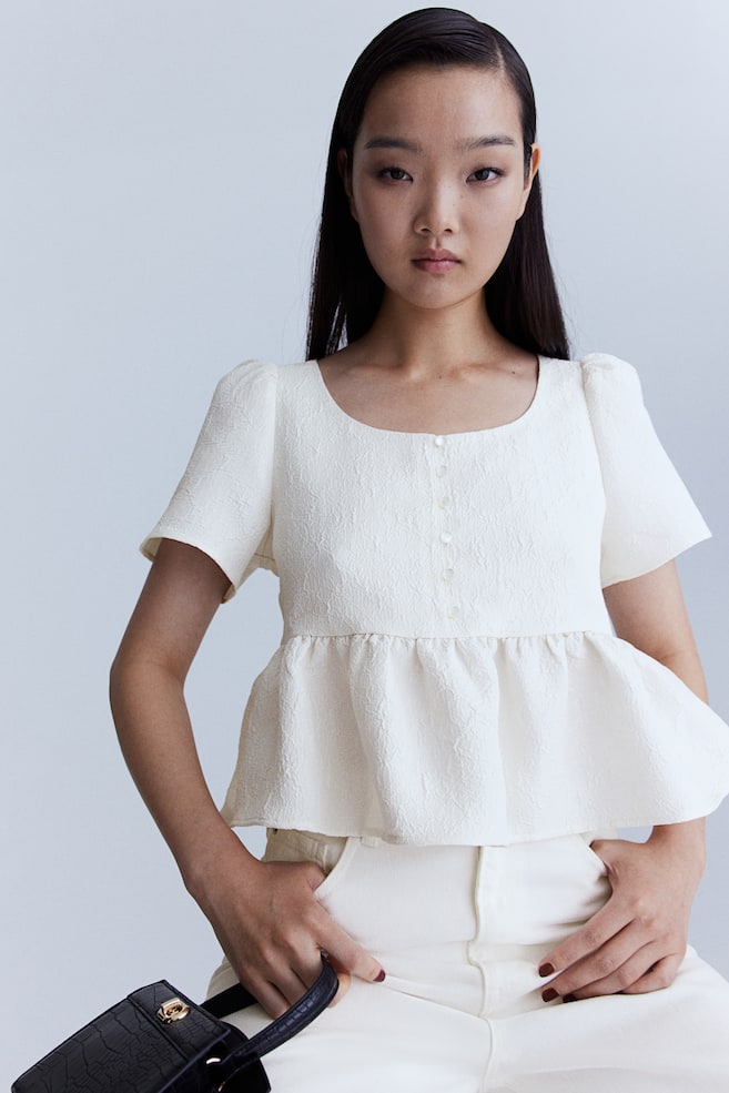 

Парчовая блузка с баской H&M, бежевый