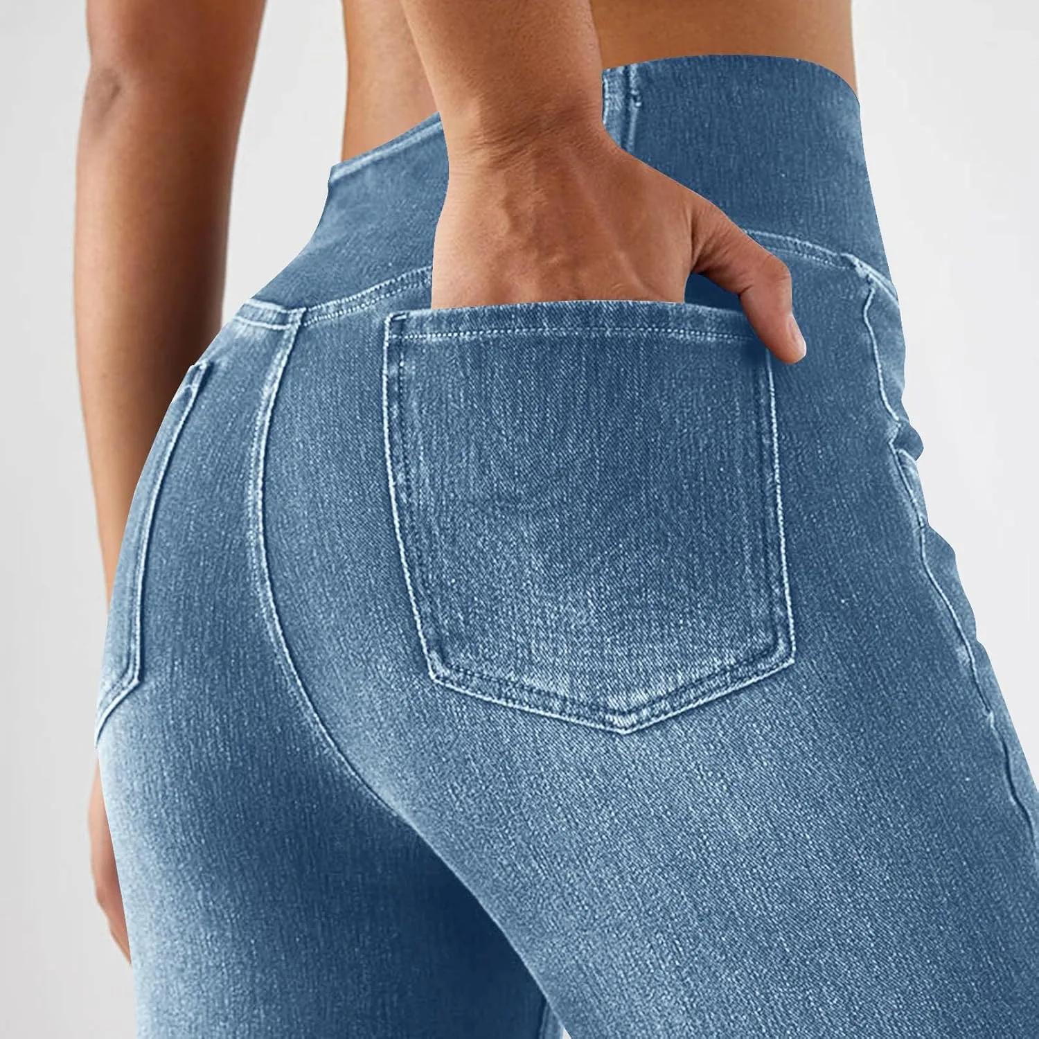 Женские джинсы Bell Bottom High Waisted Crossover Stretchy Bootcut — фото 4
