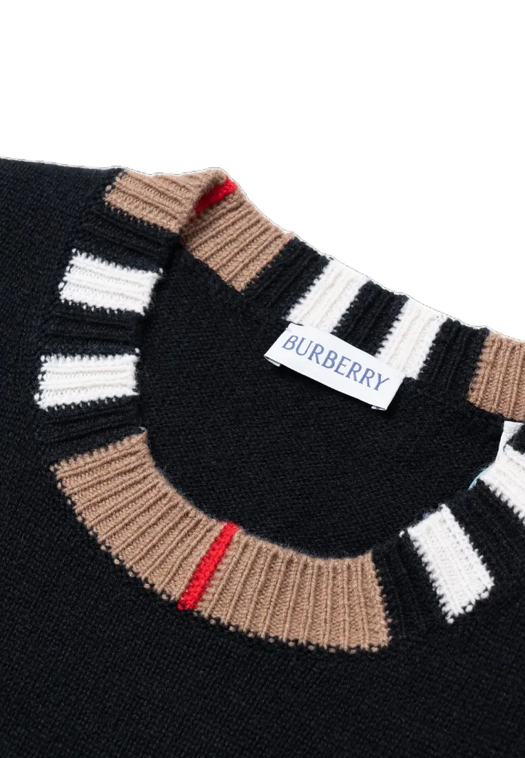 Свитер Burberry, женский, черный, модель 81054991, шерсть — фото 3