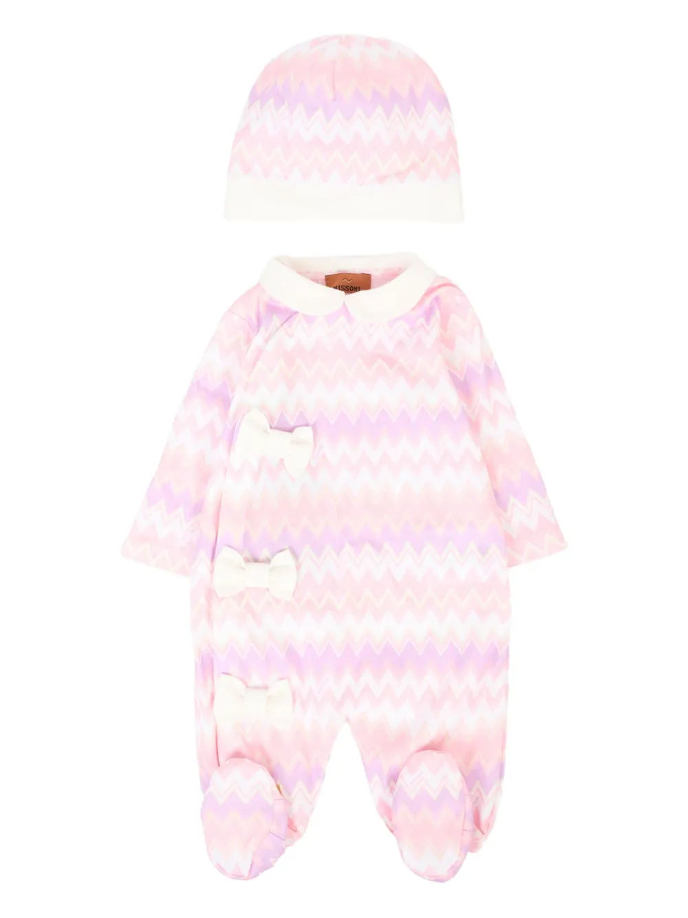 

Комплект для новорожденного с узором шеврон Missoni Kids, розовый