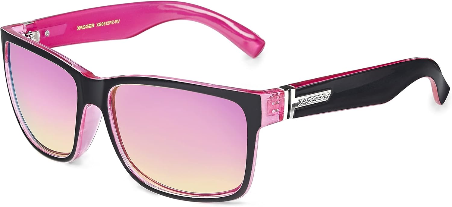 

Квадратные поляризованные солнцезащитные очки Xagger для мужчин и женщин, защита от ультрафиолета UV400, зеркальные спортивные солнцезащитные очки, Pink - Black | Rose Gold Mirror
