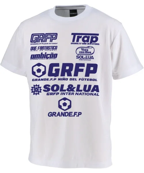 Детская футболка GRANDE FOOTBALL PRODUCTS из полиэстера с логотипом бело-синяя