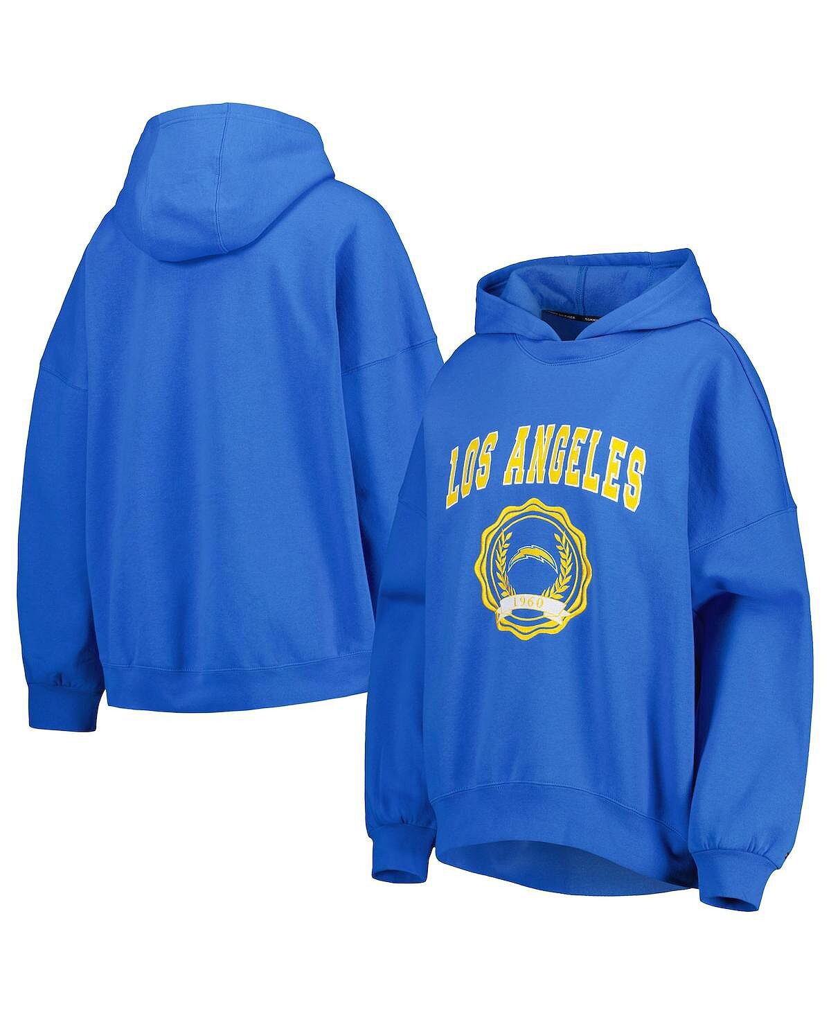 

Женский пудрово-синий пуловер с капюшоном Los Angeles Chargers Becca с заниженными плечами Tommy Hilfiger