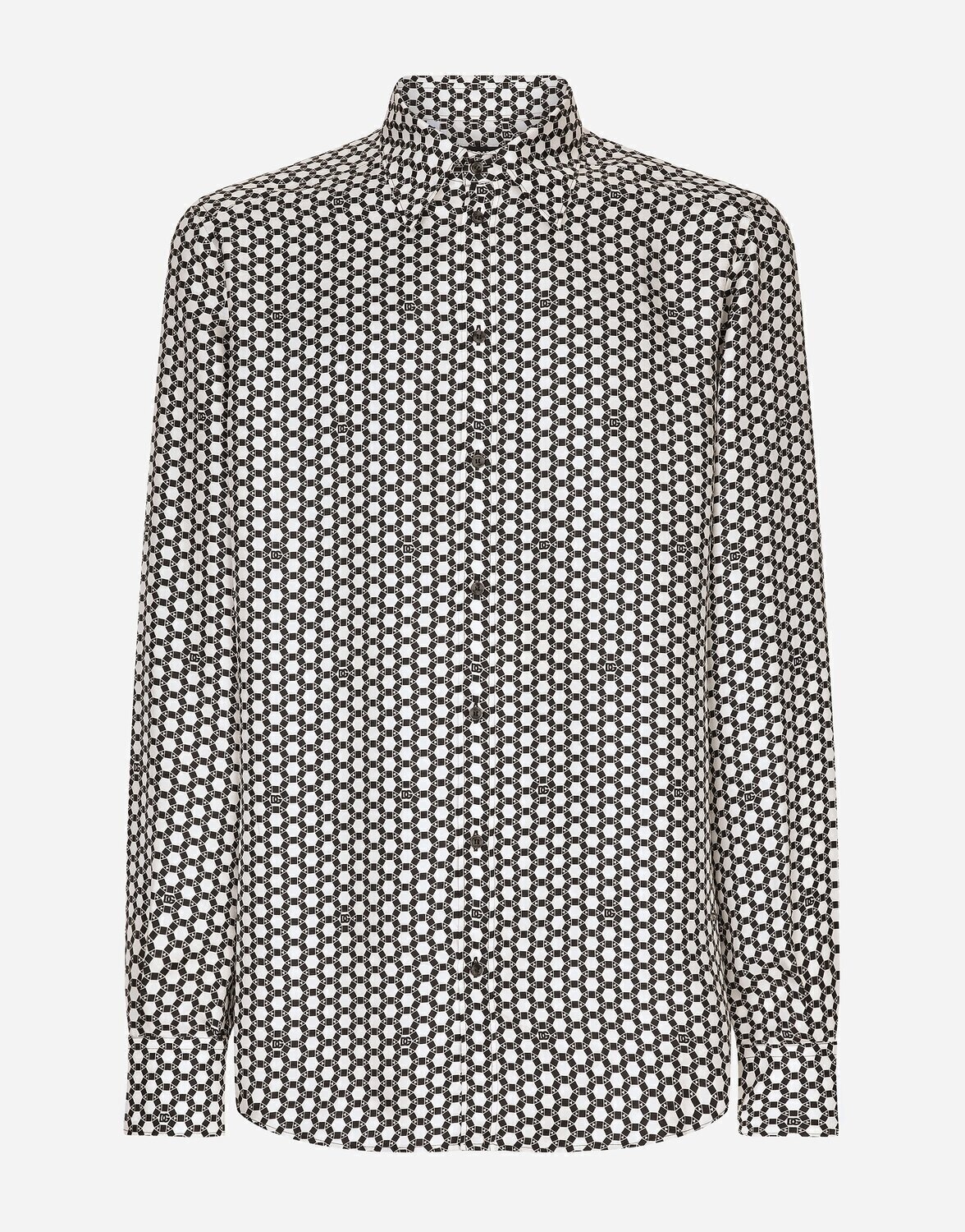 

Шелковая рубашка кроя martini с принтом dg Dolce & Gabbana, мультиколор