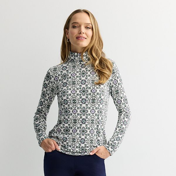 

Узкая водолазка Petite Croft & Barrow, Ivory Pretty Tile