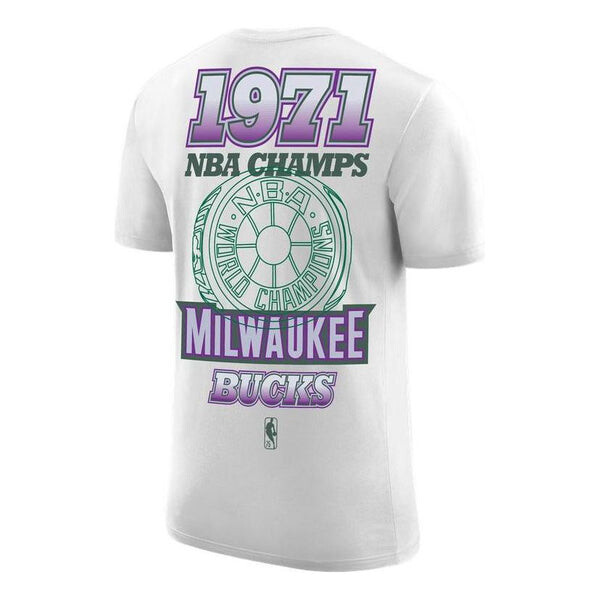 

Футболка Men's Nike NBA Milwaukee Bucks Casual Sports Back Alphabet Numeric Loose Short Sleeve White T-Shirt, мультиколор