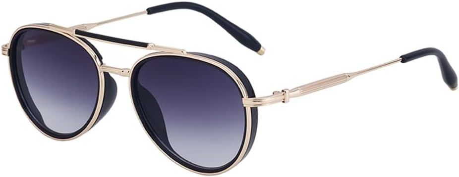 

Круглые солнцезащитные очки в стиле стимпанк для мужчин, овальные солнцезащитные очки в стиле панк для мужчин, винтажная металлическая оправа, солнцезащитные очки UV400 KTUCN, C2golddoublegray