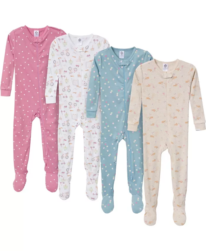 

Пижама Snug Fit Footed для девочек, 4 шт., с изображением собак Gerber, розовый