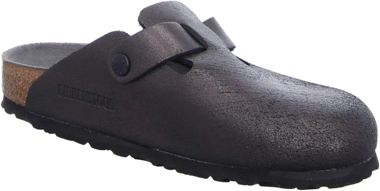 Birkenstock Boston, унисекс - сабо и мюли из нубуковой кожи для взрослых, Black — фото 4