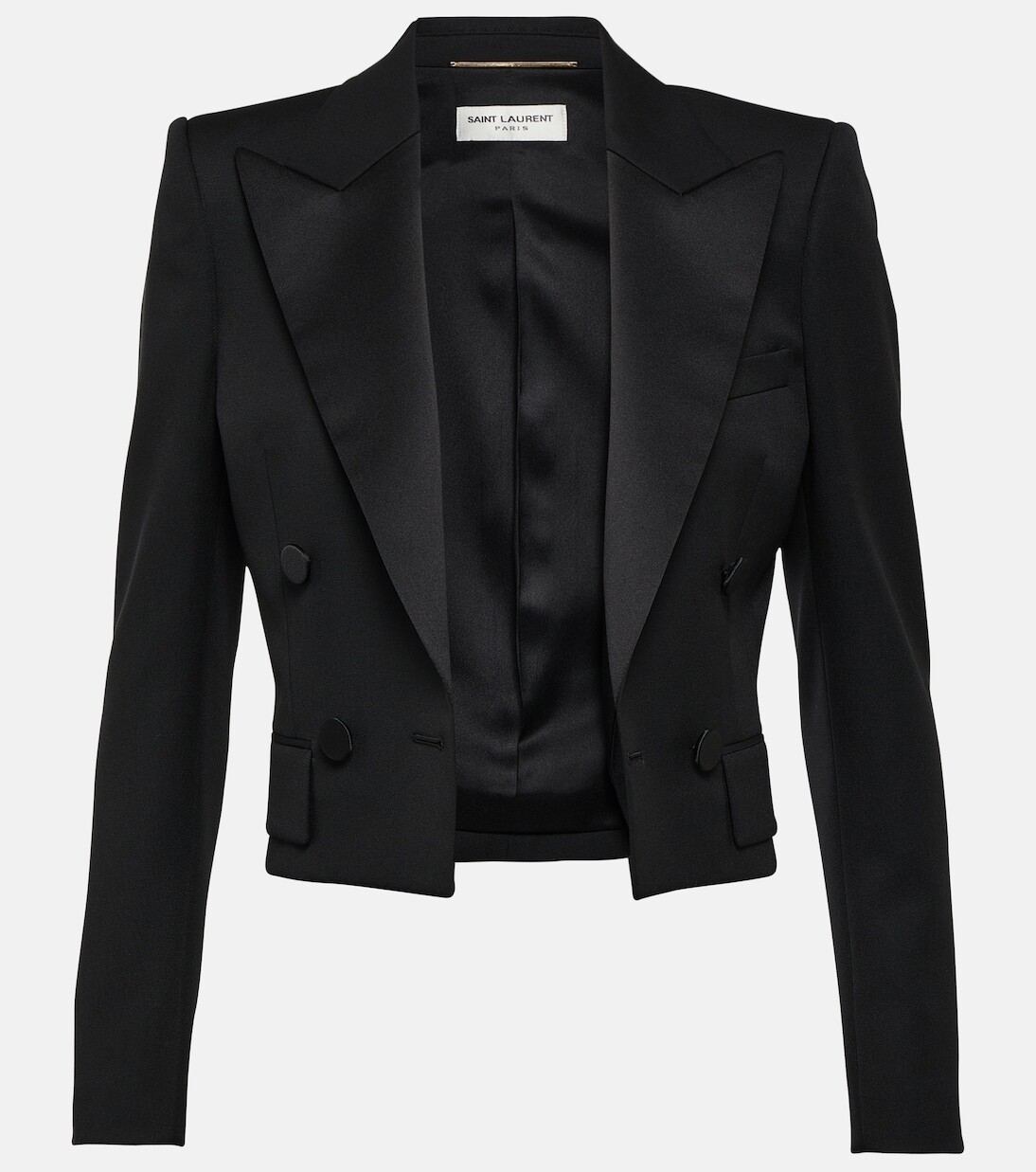 

Укороченный шерстяной смокинг Saint Laurent, черный