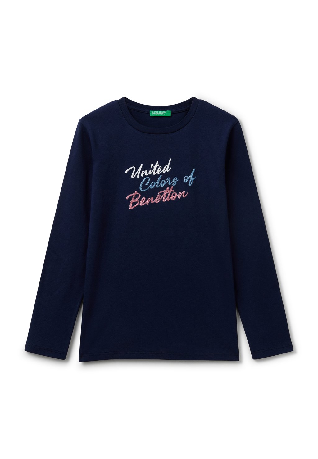 

Футболка с длинным рукавом WITH GLITTERY United Colors of Benetton, синий