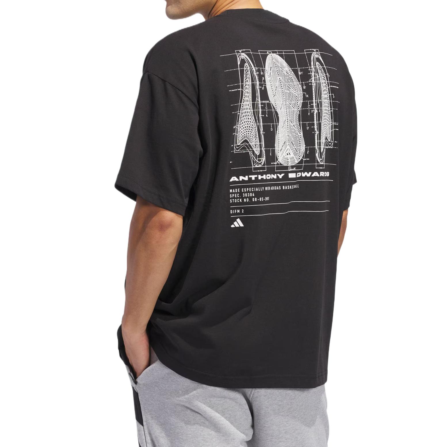 Adidas Футболка мужская ANTHONY EDWARDS Series GFX TEE 3 Black — фото 4