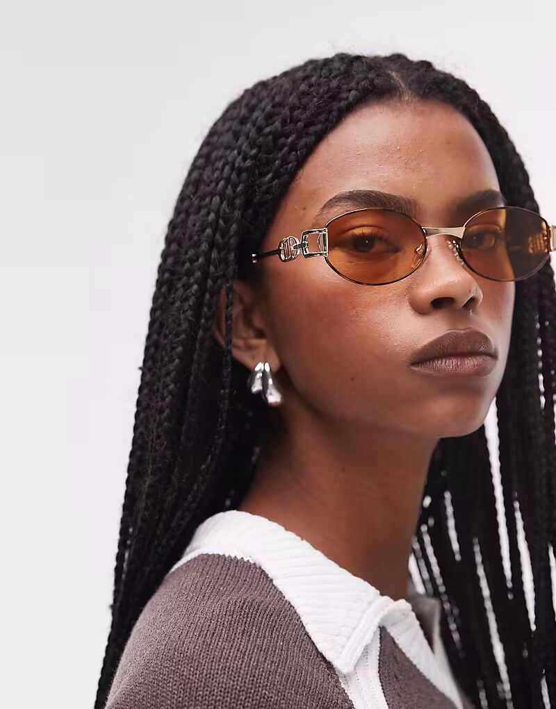 

Le Specs - запретные тонкие овальные металлические солнцезащитные очки в золоте
