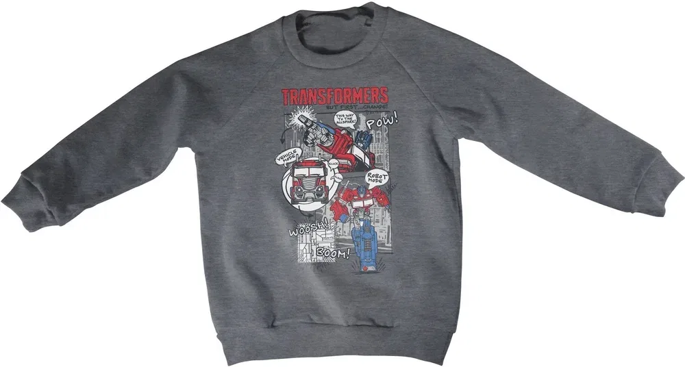 Свитшот детский с принтом Transformers, серый