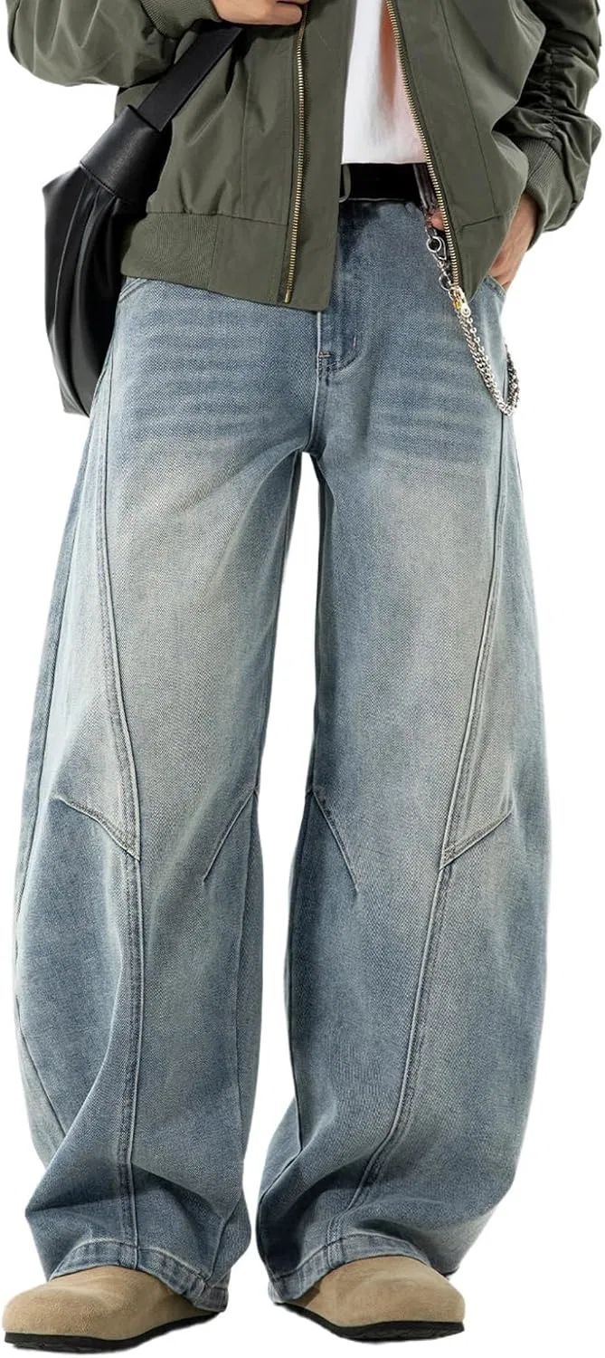 Джинсы свободного кроя, Men's Retro Washed, Black