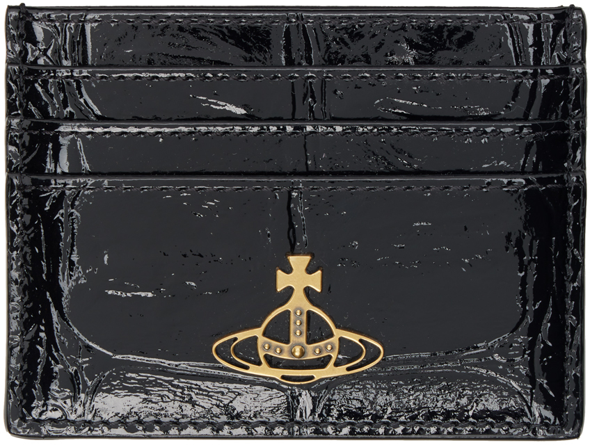 

Черный плоский держатель для карт Vivienne Westwood, Black/Patent croc