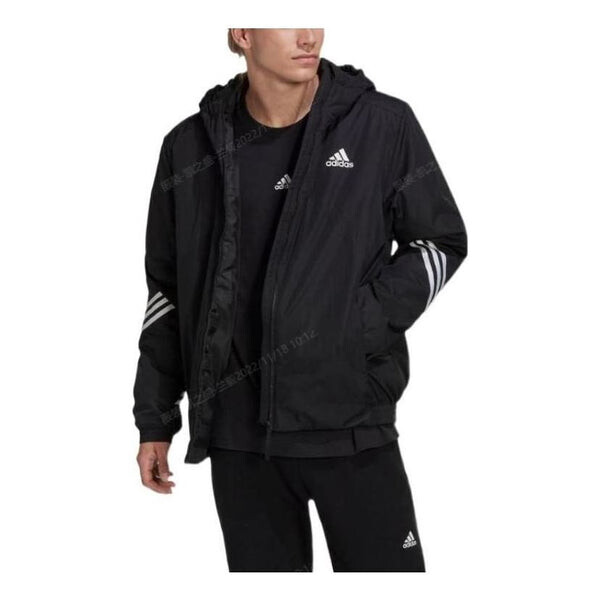 Куртка обратно к спортивной куртке с капюшоном Adidas, черный — фото 2