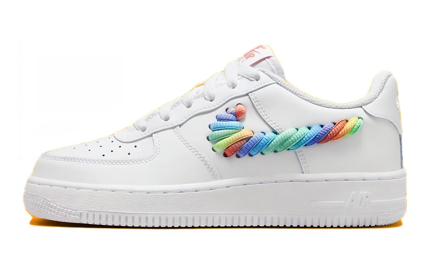 Nike Кроссовки Air Force 1 Low White Rainbow Lace Swoosh GS