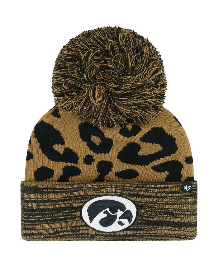 

Женская коричневая шапка Iowa Hawkeyes Rosette с манжетами и помпоном '47 Brand
