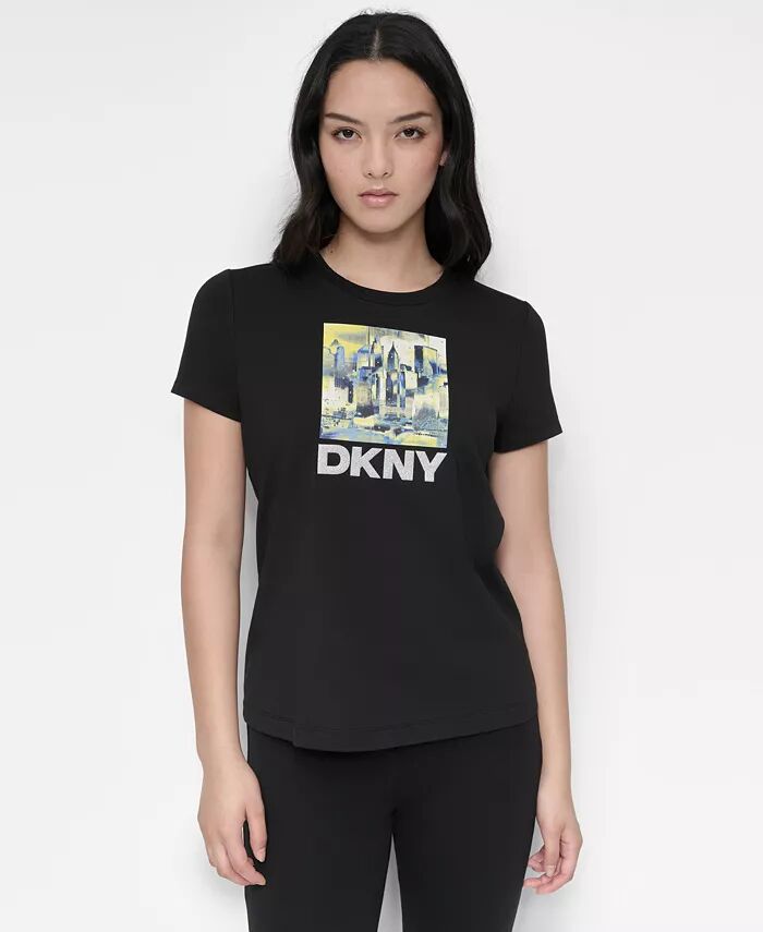 

Женская футболка с короткими рукавами и круглым вырезом Colorful City DKNY, черный