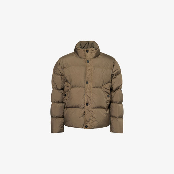 

Куртка с логотипом на заплатке, стеганая, из мятой ткани Stone Island, зеленый