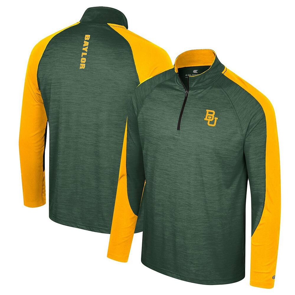 

Мужской топ Colosseum Green Baylor Bears Langmore с молнией четверти реглан, цвет Bay Green