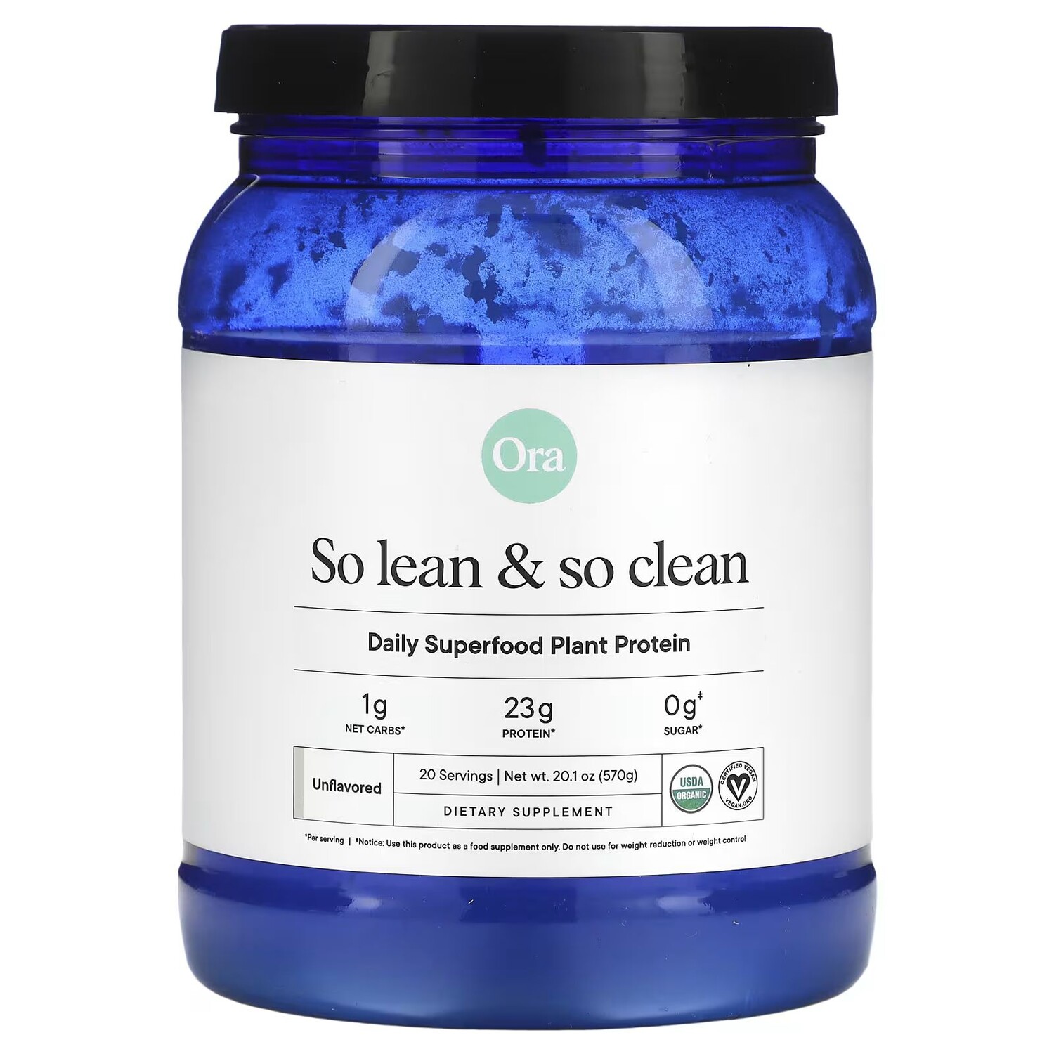 

So Lean & So Clean, растительный белок-суперпродукт для ежедневного использования, без вкуса, 20,1 унции (570 г) Ora
