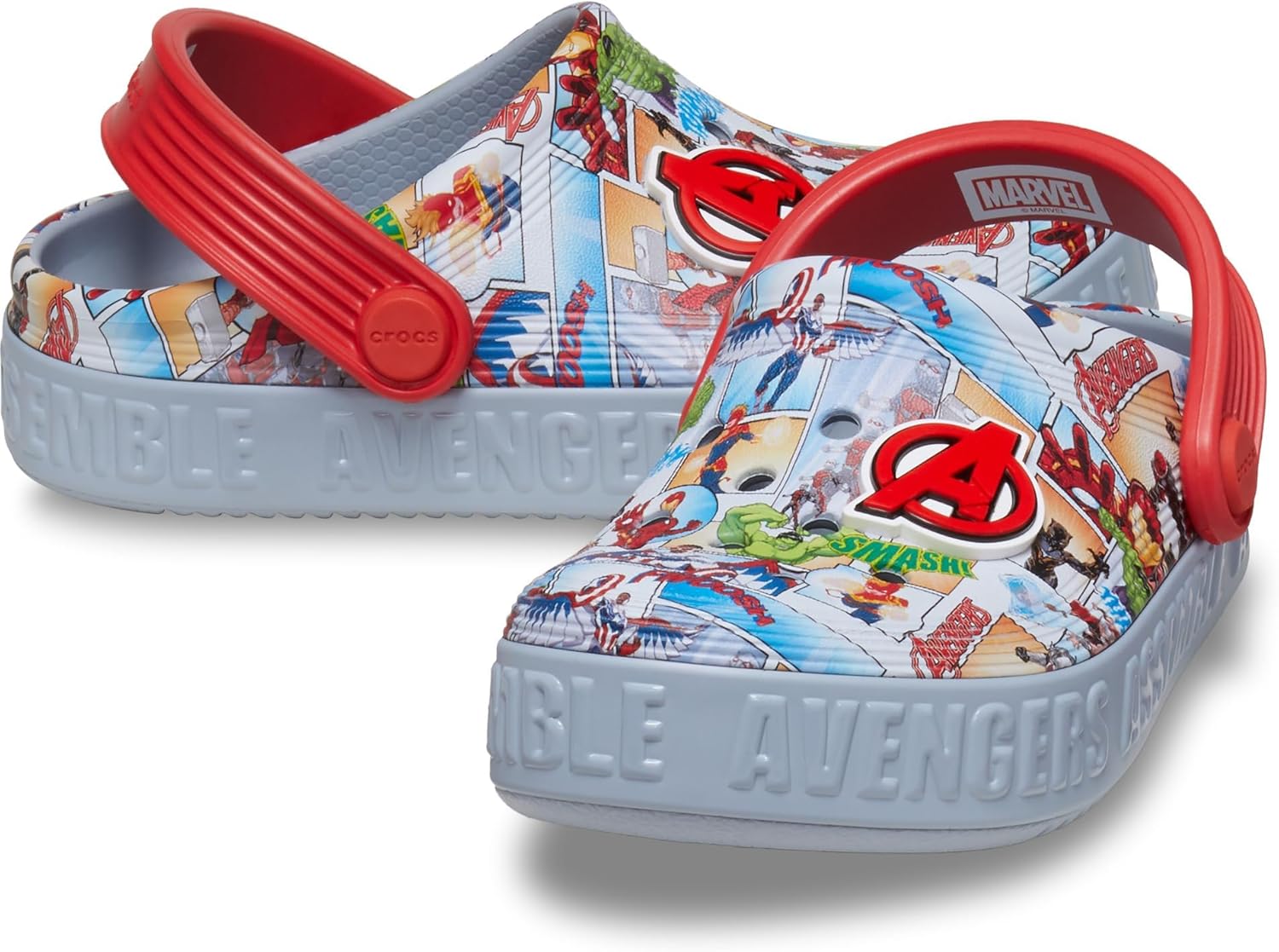 

Детские сабо Crocs унисекс Avengers Off Court (для малышей), синий/серый