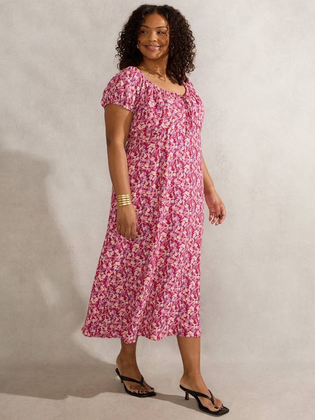 

Платье миди с цветочным принтом Curve Live Unlimited, Pink