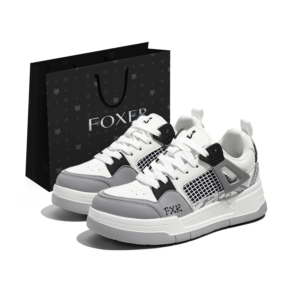 

FOXER Скользоустойчивые износостойкие легкие дышащие лоу-топы для скейтборда унисекс бело-серые, цвет White/Gray