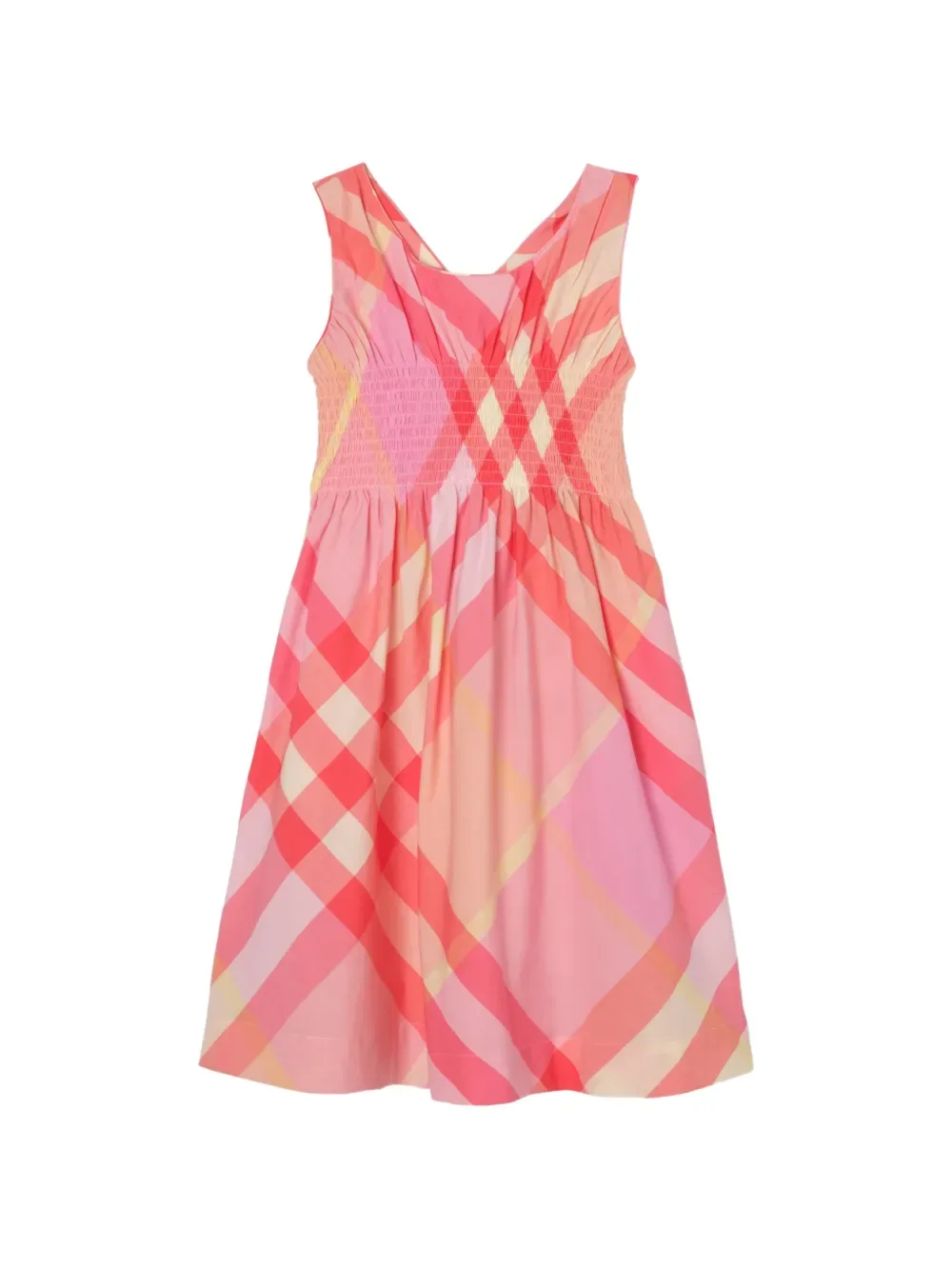 Платье в клетку из хлопка BURBERRY KIDS, розовый