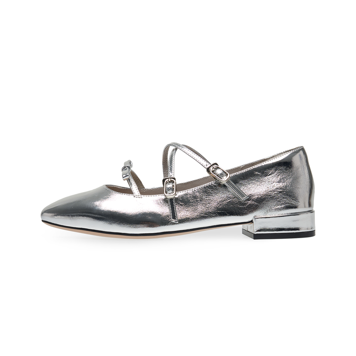 Туфли Мэри Джейн на блочном каблуке женские ST&SAT, Silver
