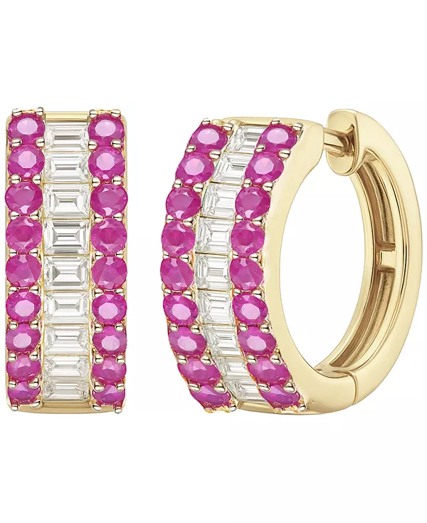 

Серьги-Кольца с драгоценными камнями и бриллиантами (1/4 карата) из 14-каратного золота (также из 14-каратного белого золота) Macy'S, ruby