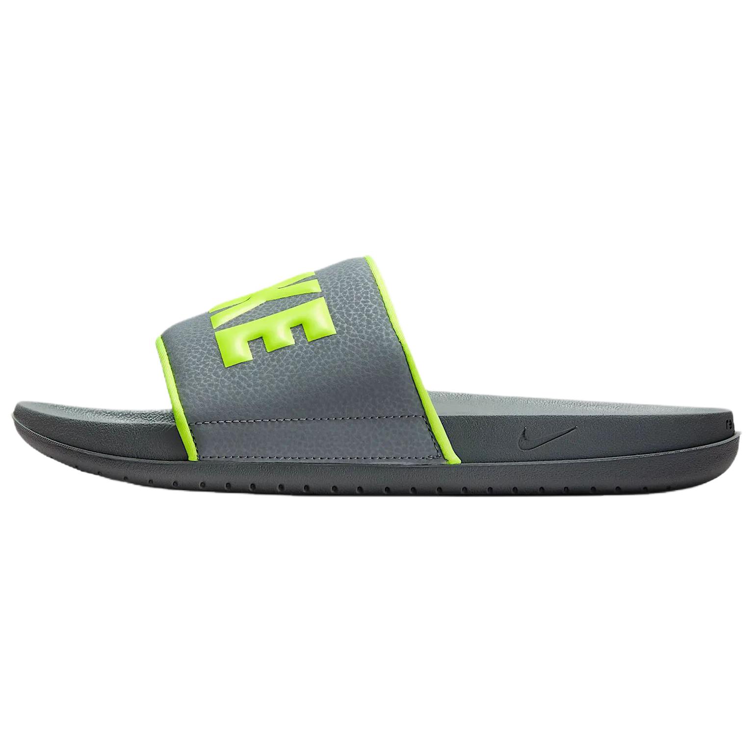 

Сандалии Offcourt Slip Slip мужские серые Nike, Cool Gray/Cool Gray/Neon Yellow