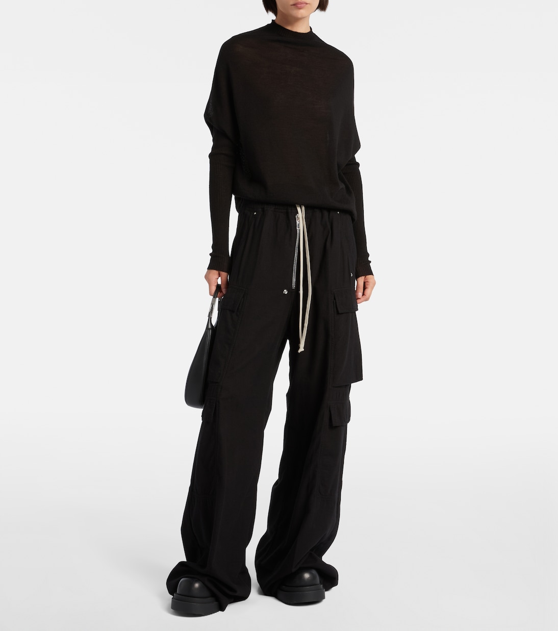 Хлопковые брюки-карго Jumbo Belas с высокой талией Rick Owens, черный — фото 2