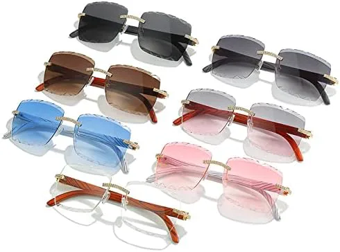 

Солнцезащитные очки с алмазной огранкой 2027 года для женщин, без оправы, с блестящими кристаллами, женские градиентные очки для мужчин MTZJH, C02 Gold Gray