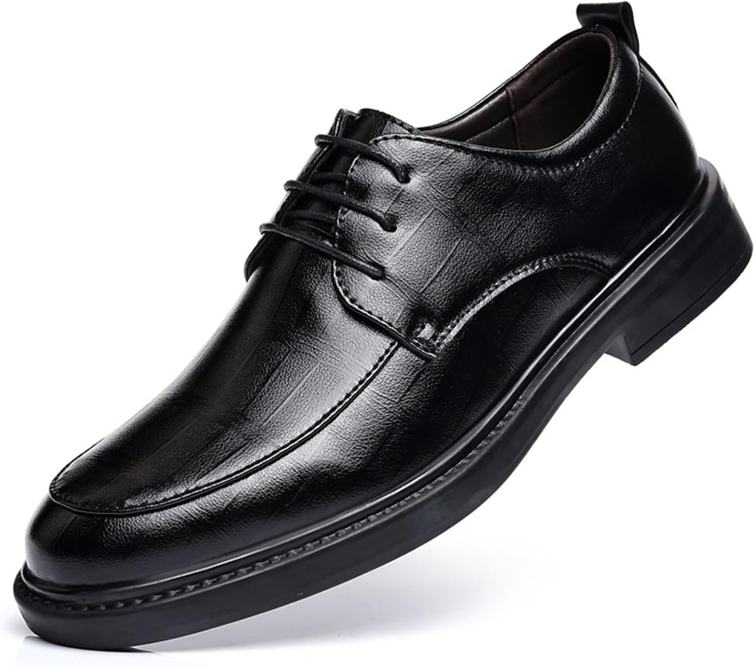 

Мужские оксфорды Удобные туфли с круглым носком Деловые повседневные туфли на шнуровке Дерби Формальные туфли на платформе Кожаные туфли для свадьбы, работы и офиса Generic, черный