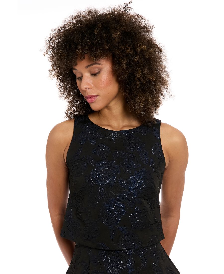 

Женский топ без рукавов с текстурированной розовой отделкой Muse, Black Blue