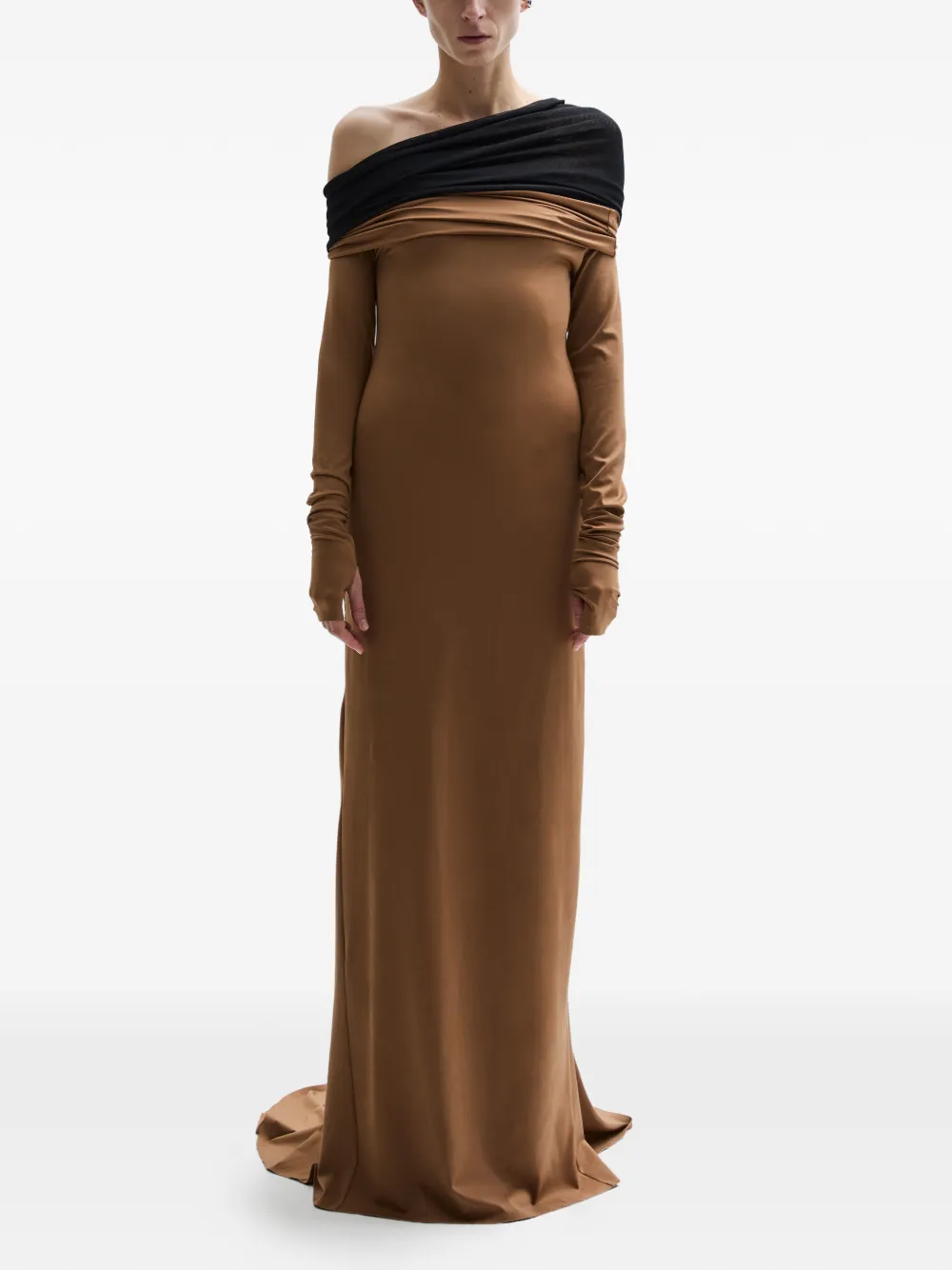 

Платье Crown с длинными рукавами и драпировкой Atu Body Couture, коричневый